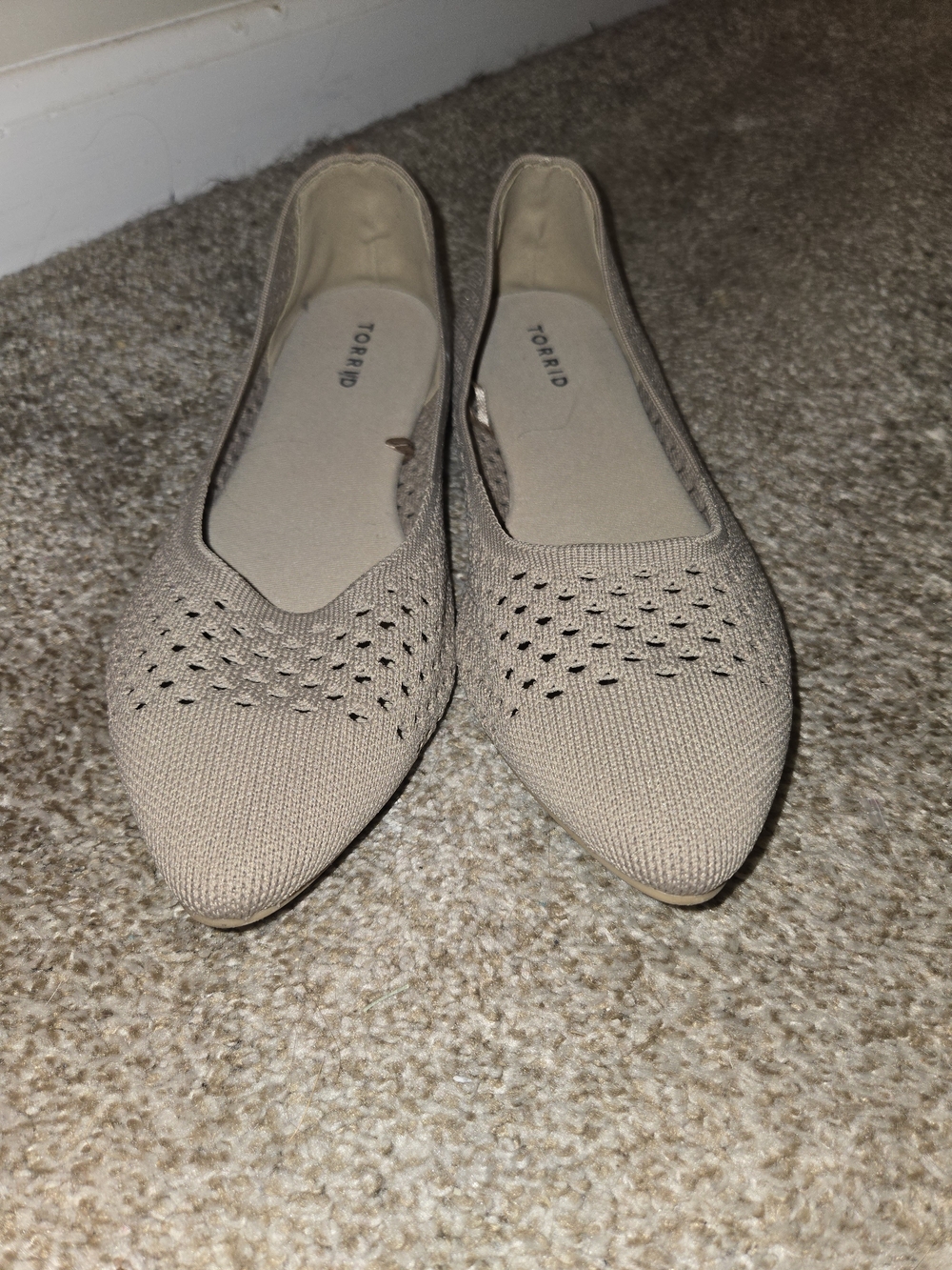 Torrid Beige Knit Pointed-Toe Flats